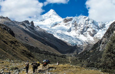 Approaching Ishinca Basecamp